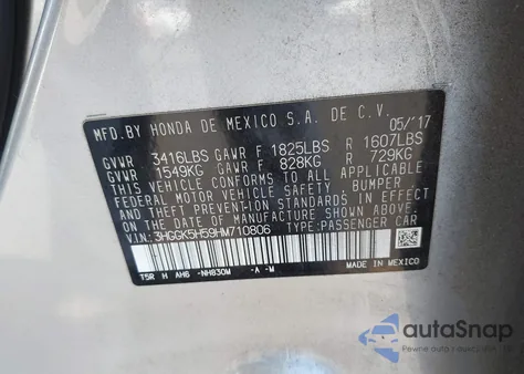 2017 Honda Fit Lx из США, поврежденный, VIN 3HGGK5H59HM710806